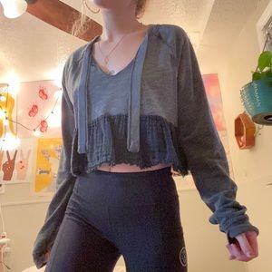 Free People Charcoal Athletic peplum Sweatshirt pullover
